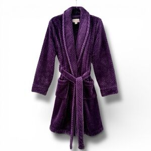Nordstrom Lingerie Plush Mid Length Robe - Deep Purple